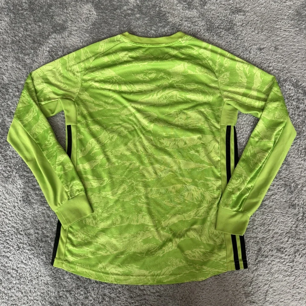 Adidas Boys Climalite Goalkeeper Jersey L Neon Green Graphic Long Sleeve Soccer